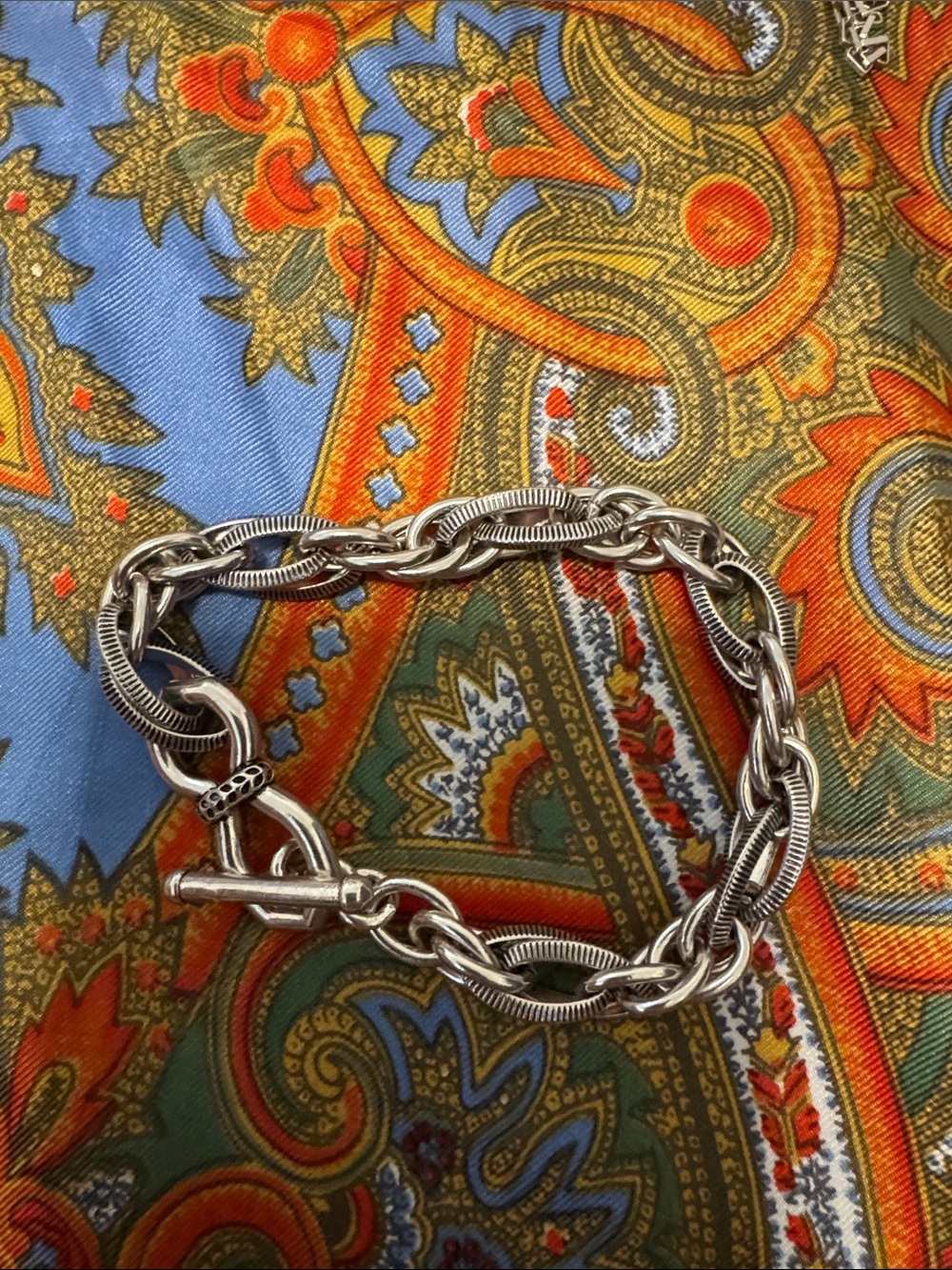Kendra Scott Yellowrose Melina vintage silver link and chain bracelet